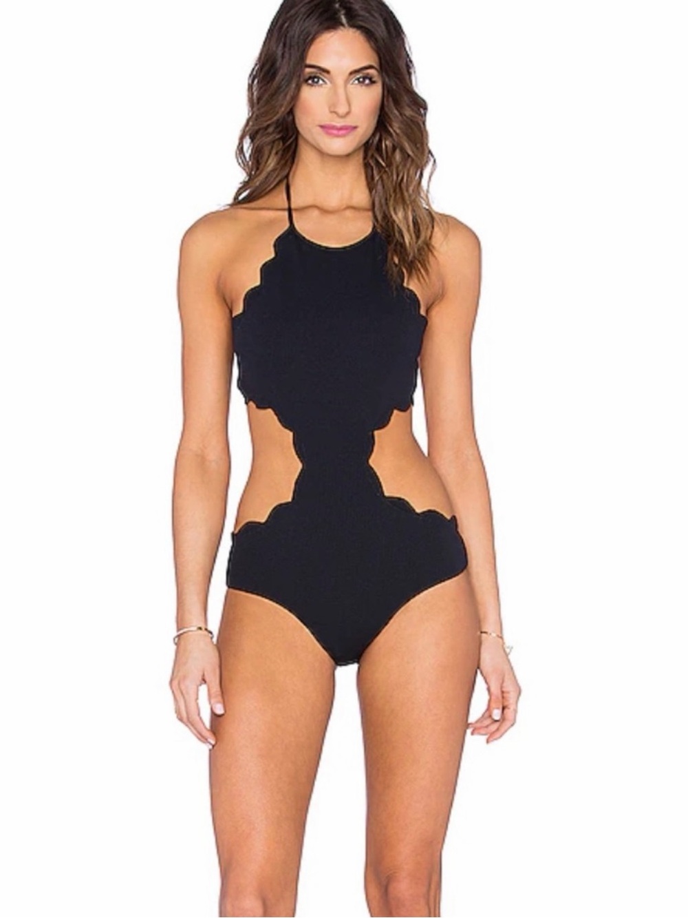 Marysia Swim Black Scalloped Cutout One-Piece